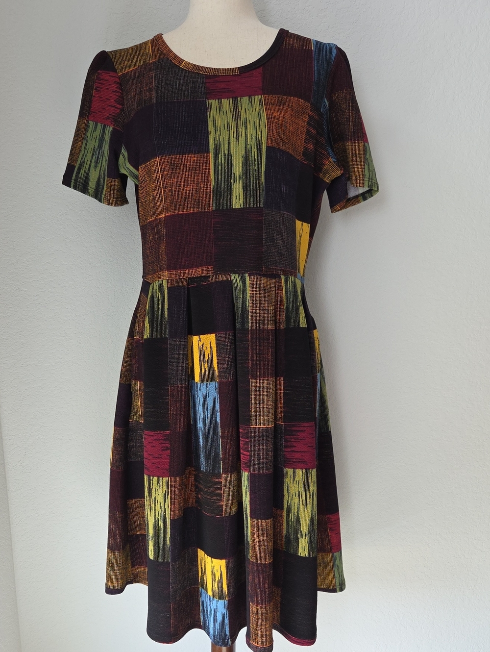 Womens Fall Autum Scarecrow Patchwork Print Dress Pockets Halloween